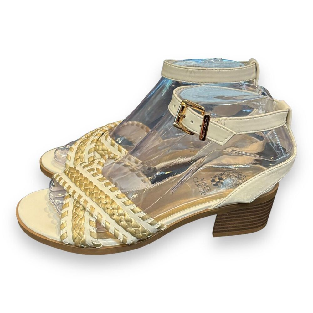 Vince Camuto Little Girls Casual Block Heel Sandals with Braided Straps Size 4